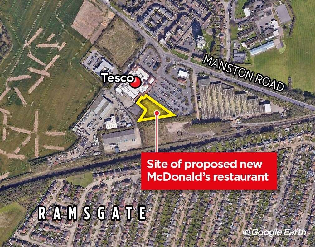 The new restaurant would be built on wasteland next to the Tesco superstore