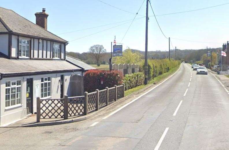 The man was struck by a car outside the Knoxbridge Cafe in Cranbrook Road. Pic: Google