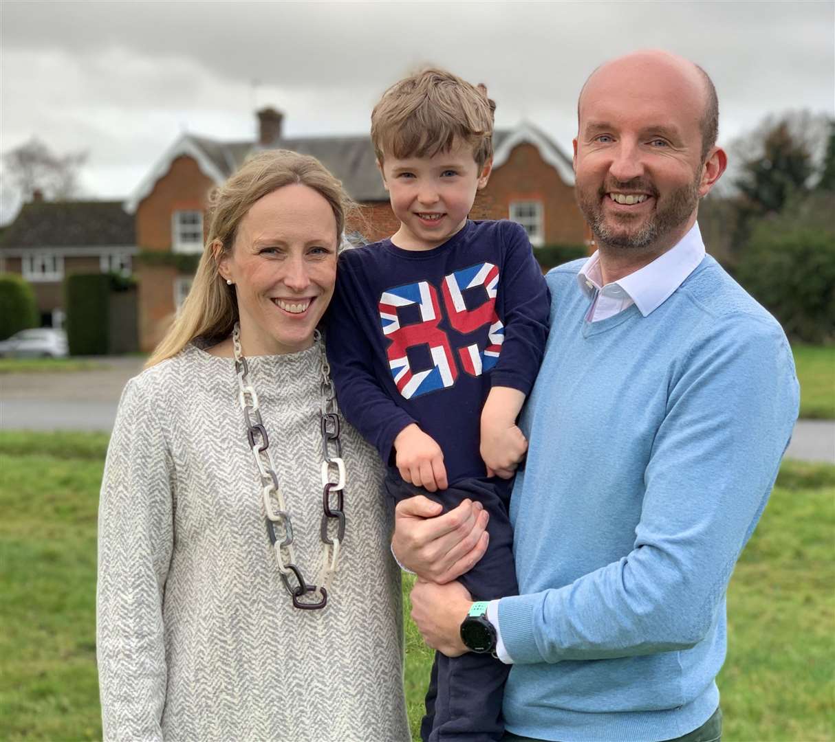 Mark Scholey, new head at Sutton Valence Prep, with his wife Pippa and son Nicholas