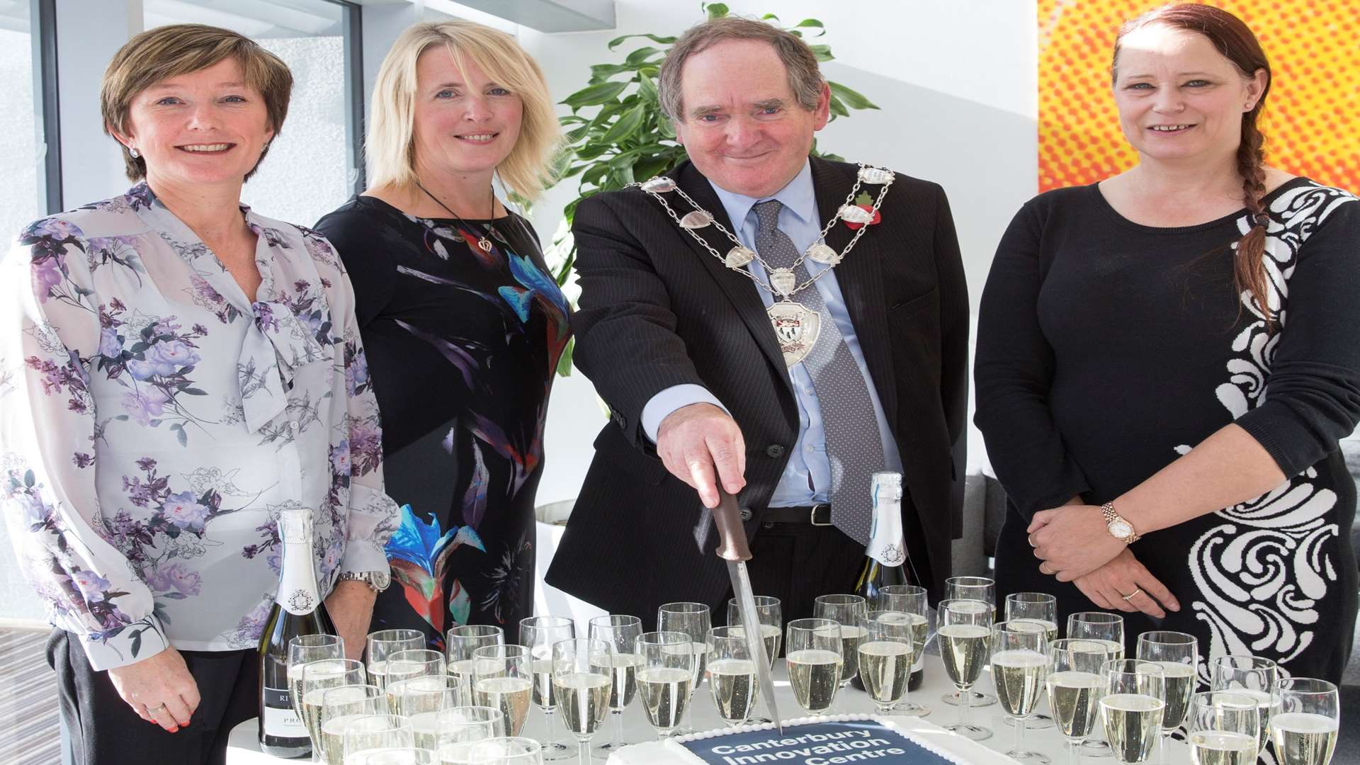 From left, assistant centre manager Tracy Blazey, centre manager Jo Clark, Sheriff of Canterbury Cllr Tony Austin and Debbie Spalding of East Kent Spatial Development Company