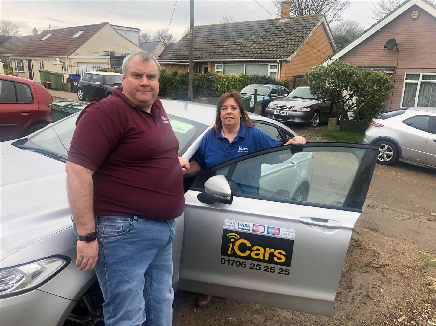 Taxi driver Janice Crawford and controller Neil McLennan from cab company iCars who say they gave a lift to missing pensioner Doug Kimber of Sheppey