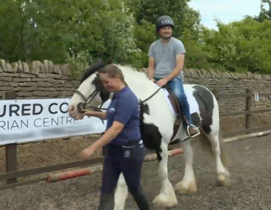 Gareth Segrove from the Royal Hotel, Sheerness, lets a horse take the strain in C4's Four In A Bed TV show. Picture: C4