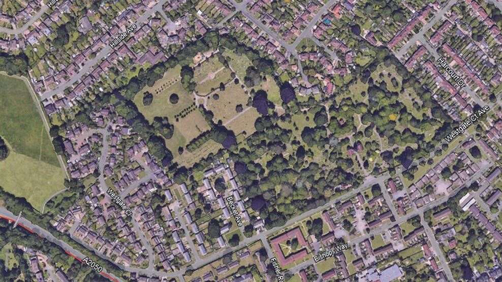 Canterbury Cemetery covers 20 acres. Image: Google Earth