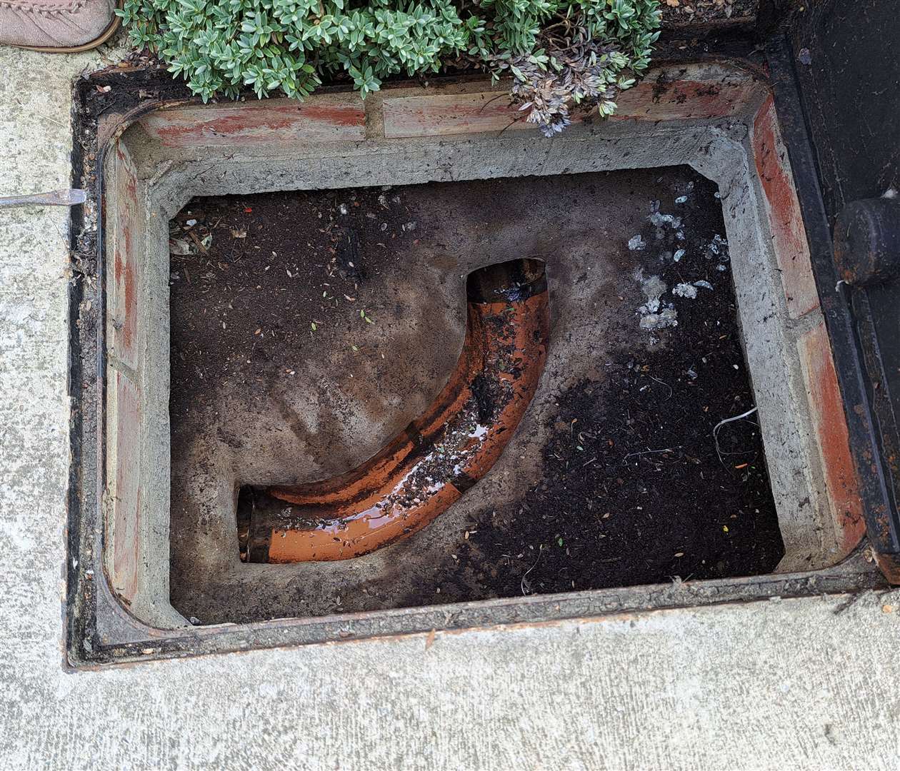 The offending drain at Mick Goodrich's home in Tovil