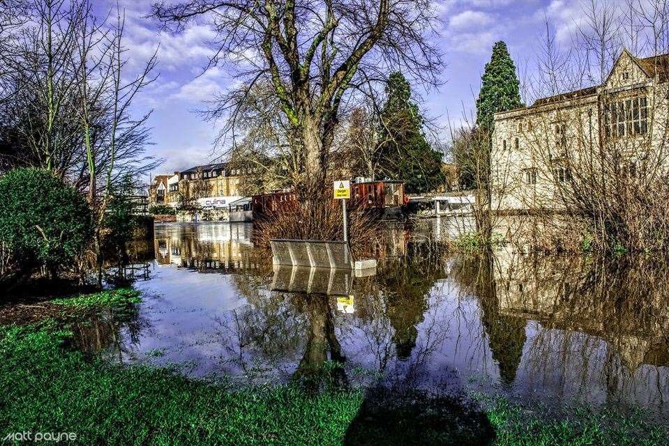 The River Medway has burst its banks in Maidstone Picture: Matt Payne