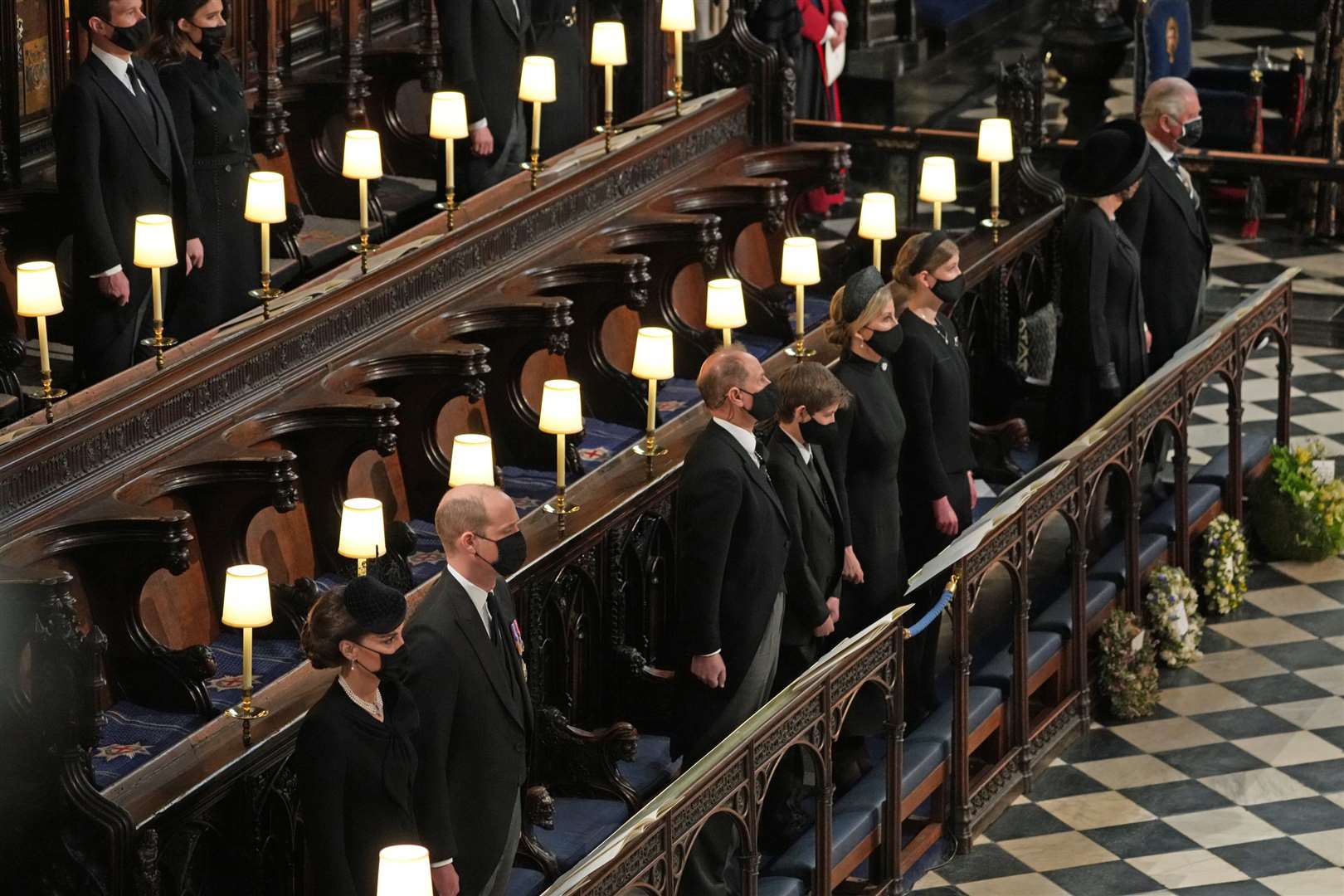 Members of the royal family were socially distanced inside the chapel (Yui Mok/PA)