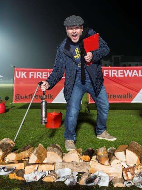 KMFM breakfast show DJ Garry Wilson at Buster's Charity Firewalk (5227894)