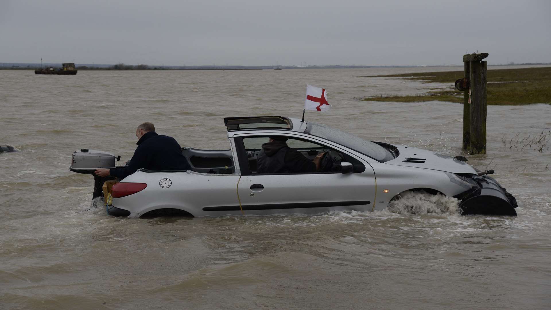 The car goes stern first at Harty Ferry