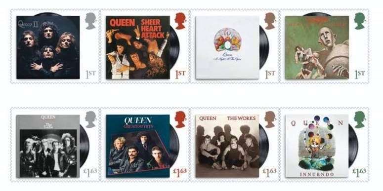 Eight stamps feature images of some of the band’s album covers (Royal Mail/PA)