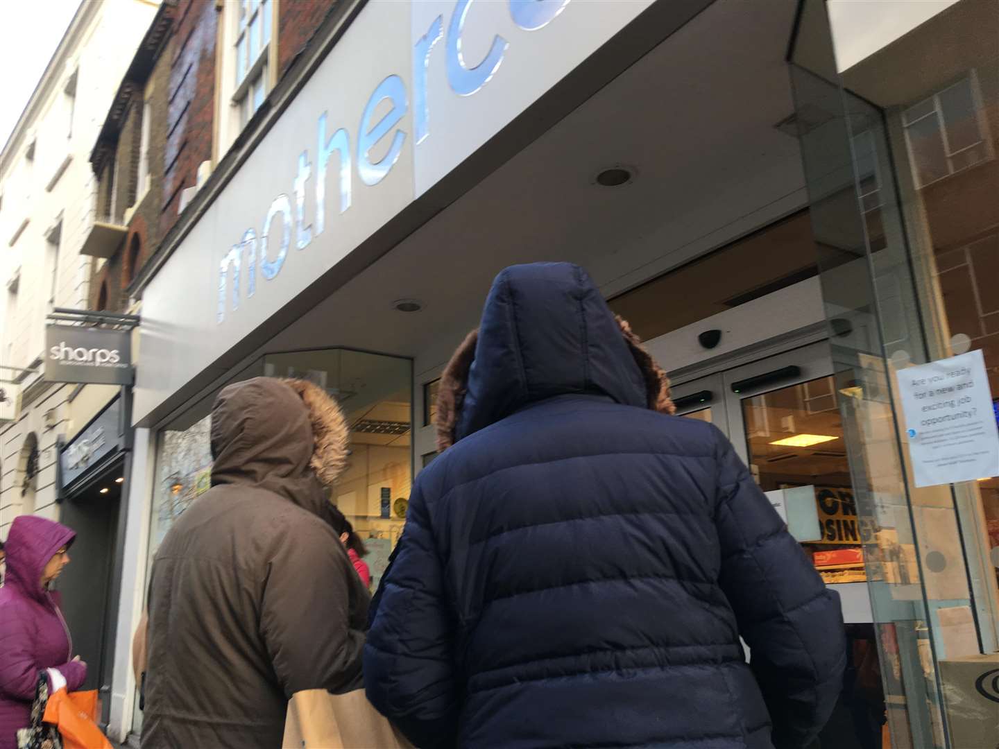 Shoppers gathered outside Mothercare in Week Street, Maidstone looking for a bargain