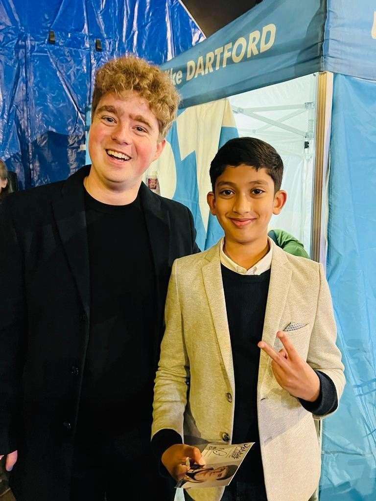 From left: BGT finalist Tom Ball and colouring competition winner Kayne Joseph, 11