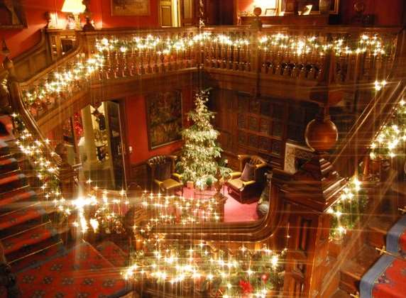 The hotel's lobby decorated for the festive season