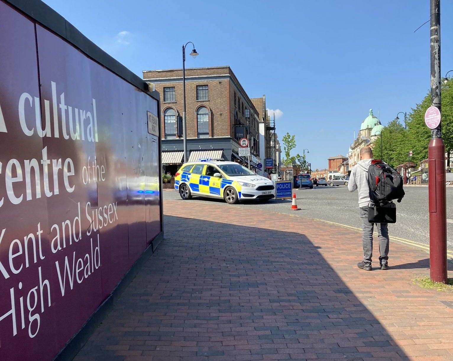 Police are still stationed at either end of the road. Picture: @Monkex on Twitter