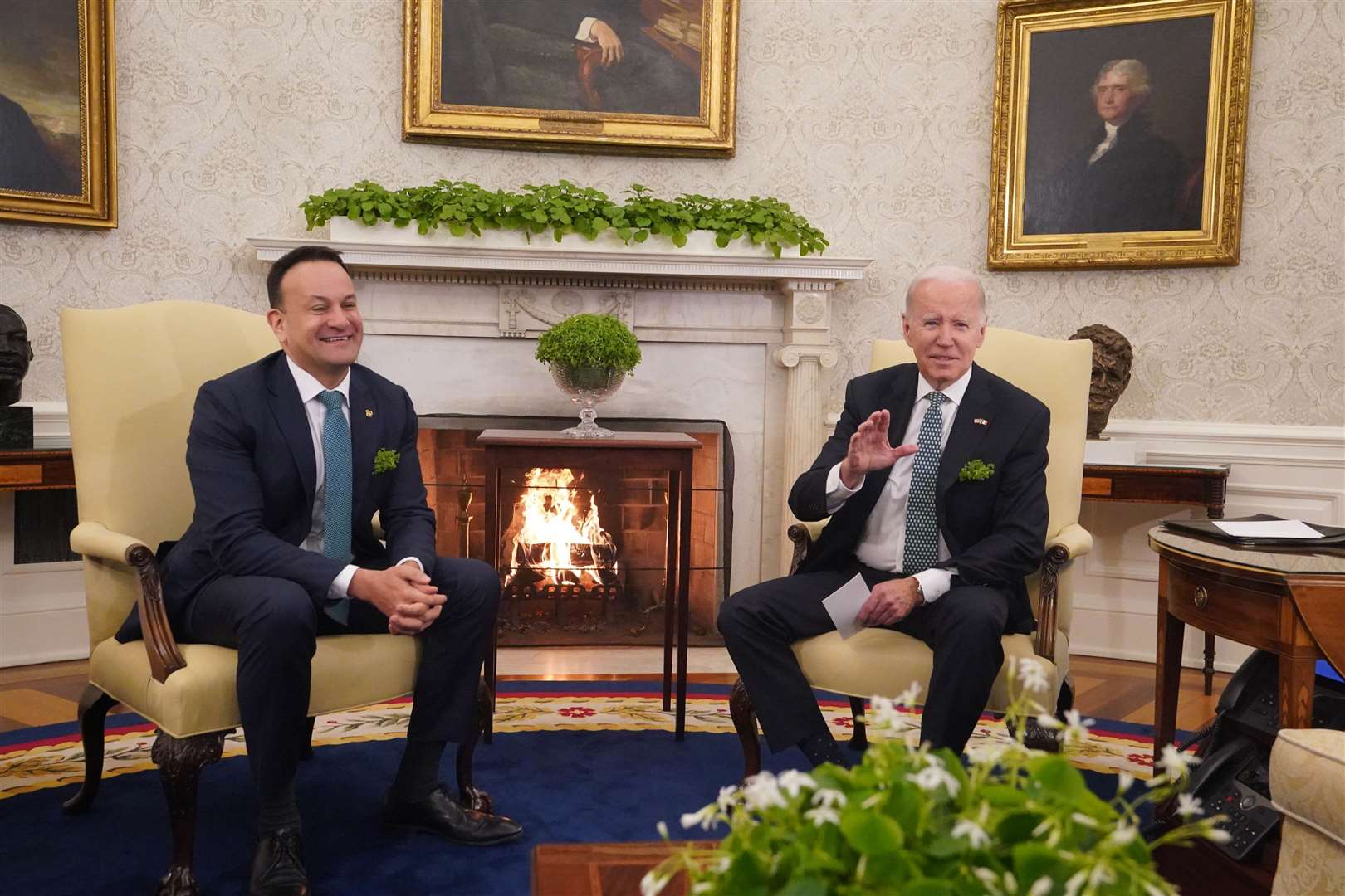 Taoiseach Leo Varadkar at a bilateral meeting with President Joe Biden at the White House (Niall Carson/PA)