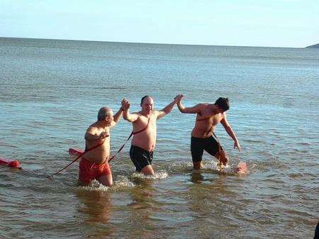 Rochester Swimming and Lifeguard Club's annual arctic dip off the Minster Leas