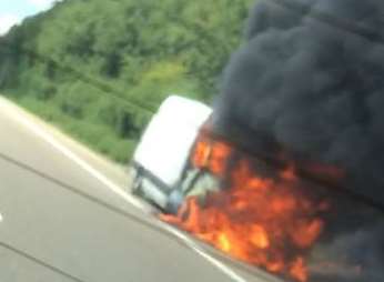 Thick black smoke could be seen for miles. Picture: Bradley Toghill