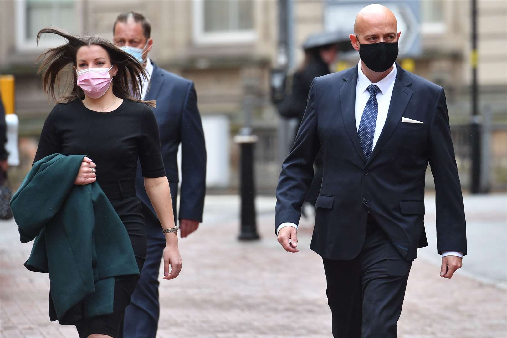 West Mercia Police Constables Benjamin Monk (right) and Mary Ellen Bettley-Smith (left) arriving at Birmingham Crown Court (Jacob King/PA)