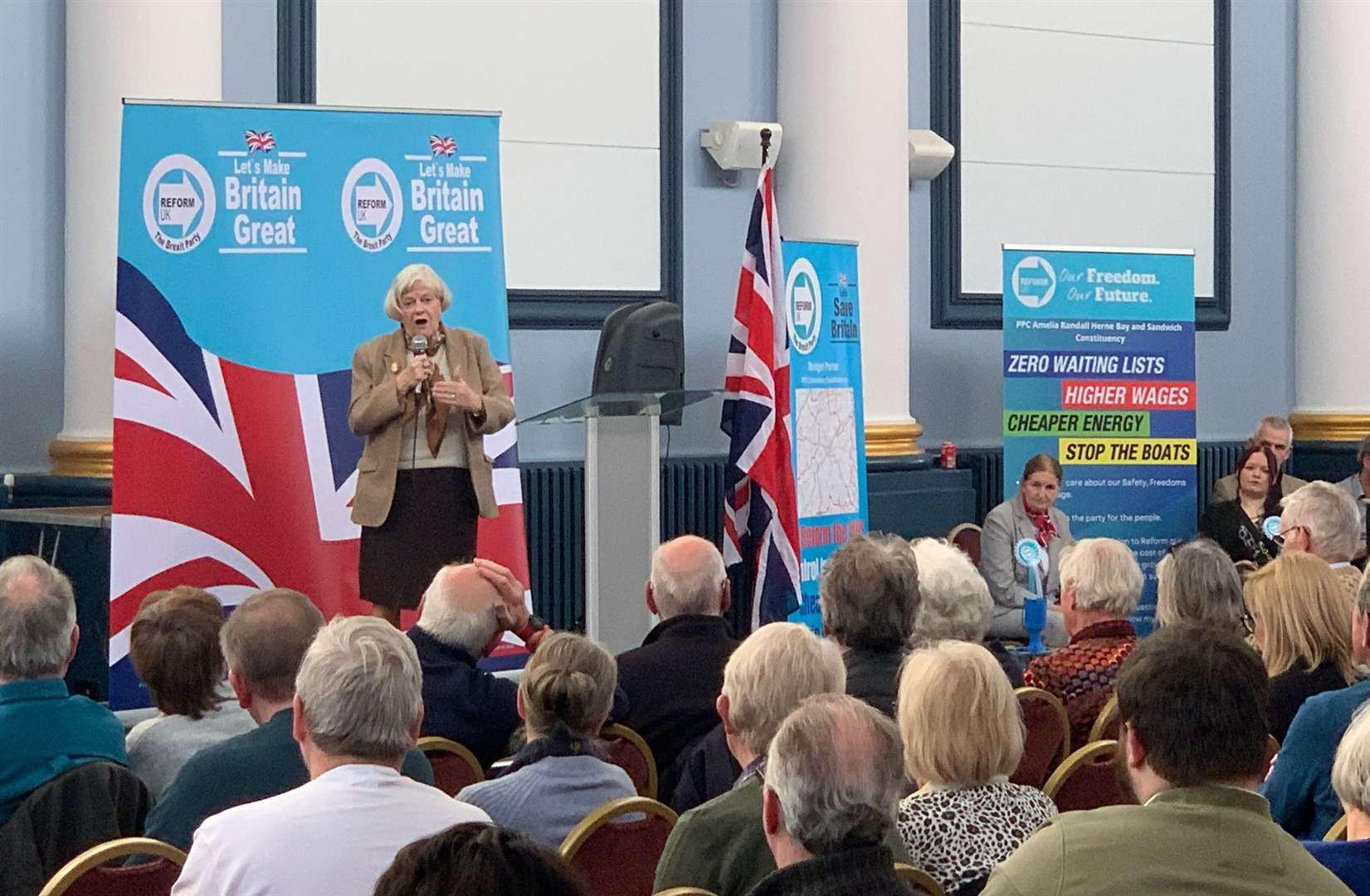 Former MP and MEP Ann Widdecombe addresses the meeting