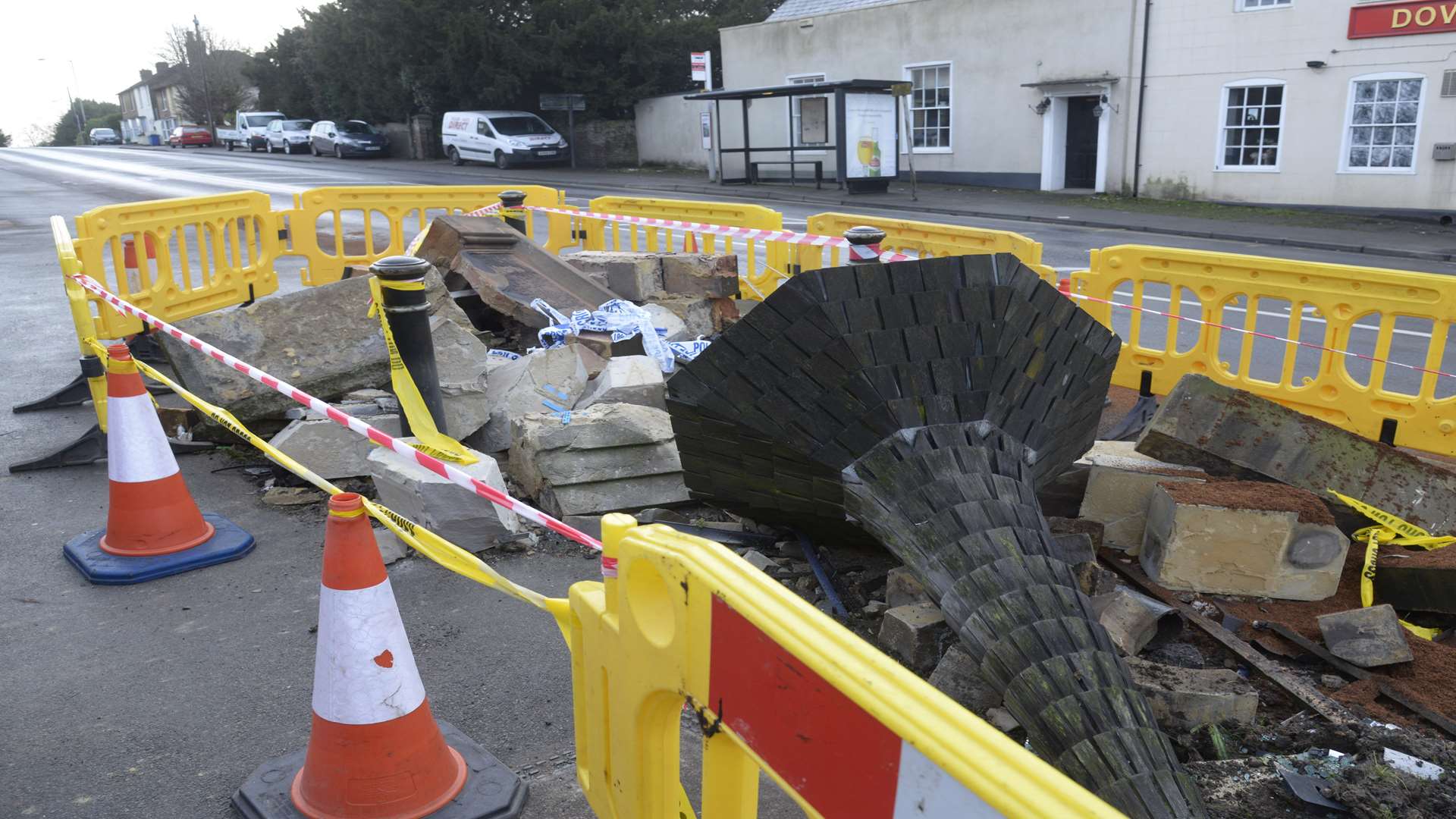 The wrecked Jubilee Pump after the crash