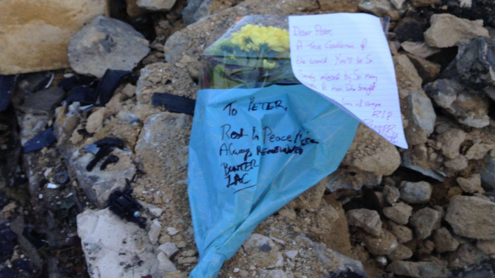 Tributes left at the scene