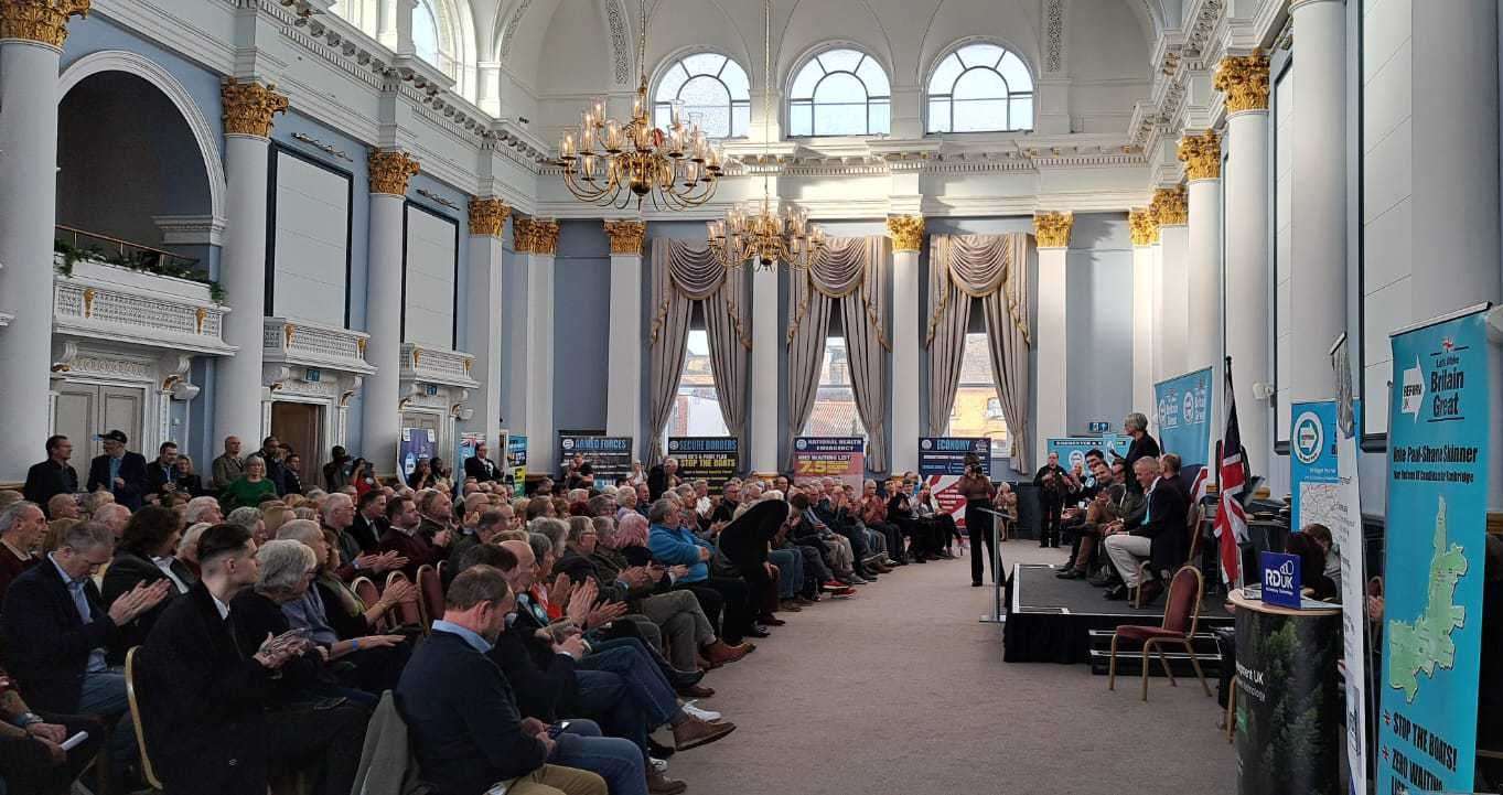 Reform UK supporters in the Corn Exchange at Rochester