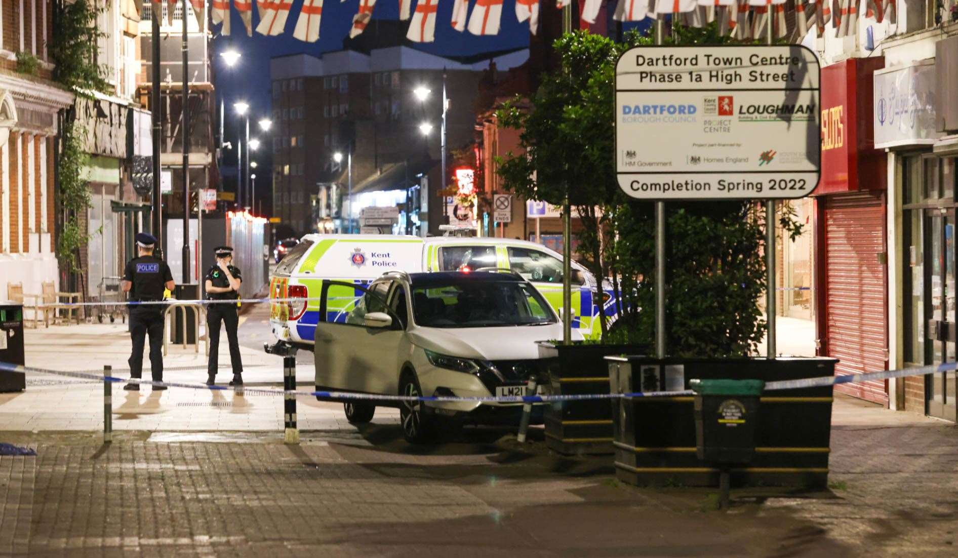 The police presence in Dartford following the attack last night. Picture: UKNIP