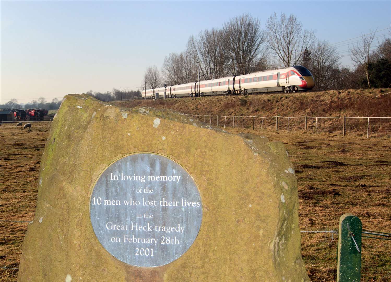 A memorial plaque in the Great Heck Rail Disaster Memorial Garden near Selby in North Yorkshire (Danny Lawson/PA)