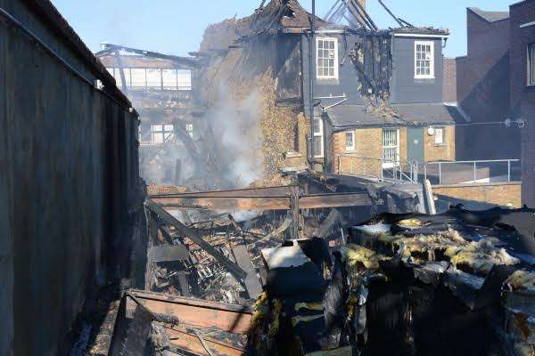 The buildings have been gutted by flames. Picture: Gary Browne.