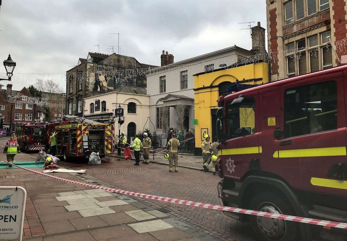 A fire has broken out in the basement of Oliver's Bar and Restaurant in Rochester High Street