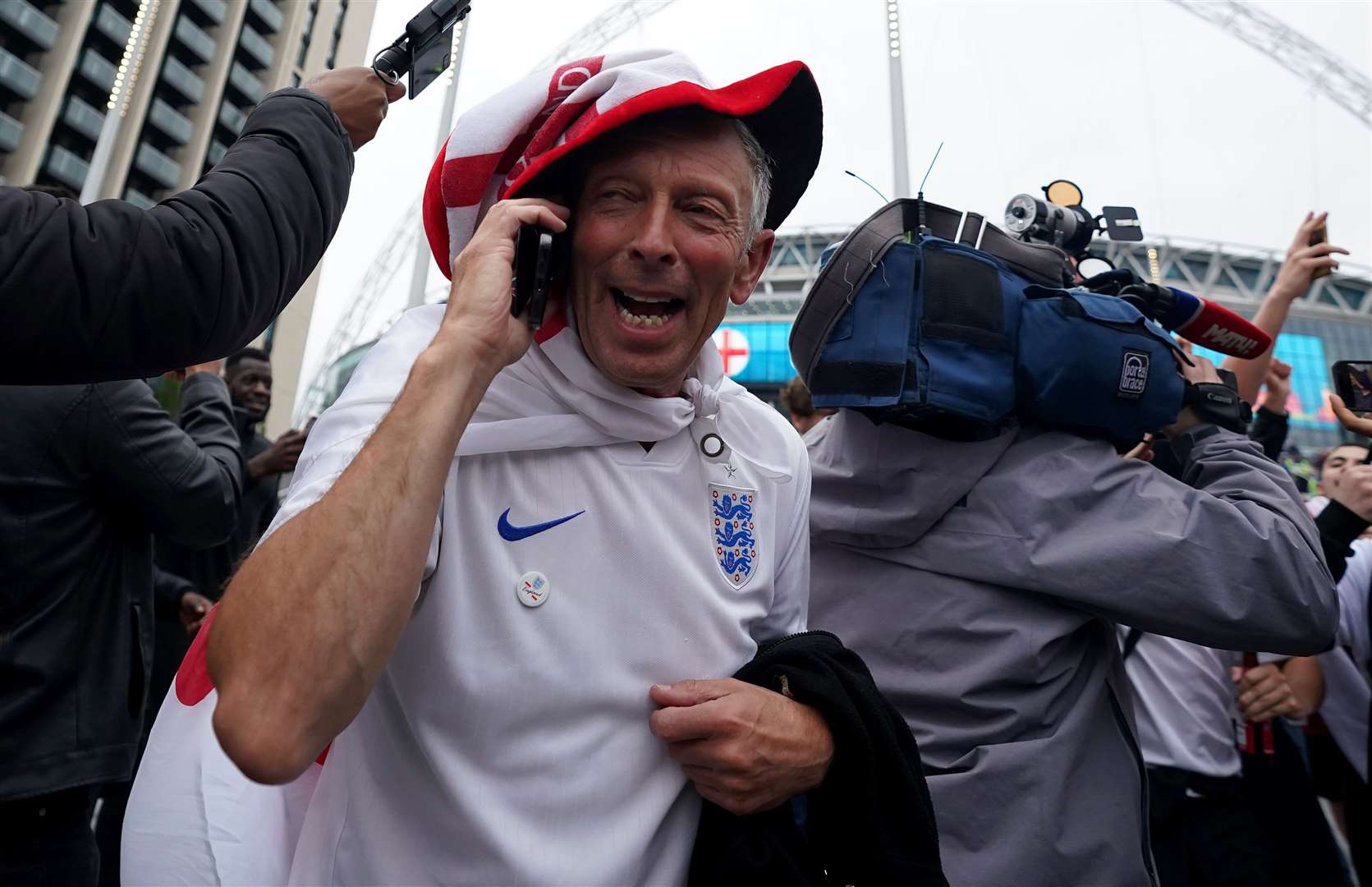 There was a party atmosphere at the 4TheFans fan zone outside Wembley Stadium (Zac Goodwin/PA)