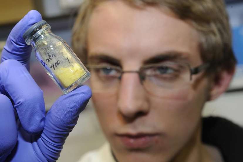 Chris Loaring examines venom extracted from a viper