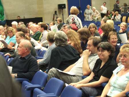 Crowds mass for the maternity campaign meeting at Maidstone Leisure Centre