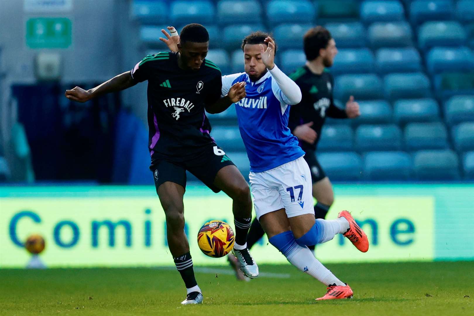 Jayden Clarke challenges Tyrese Fornah for the ball Picture: @Julian_KPI