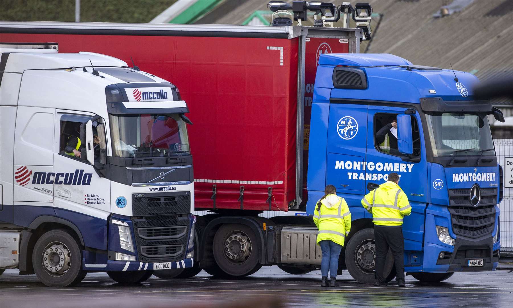 Lorries arriving from Great Britain undergo checks at Belfast port (Liam McBurney/PA).