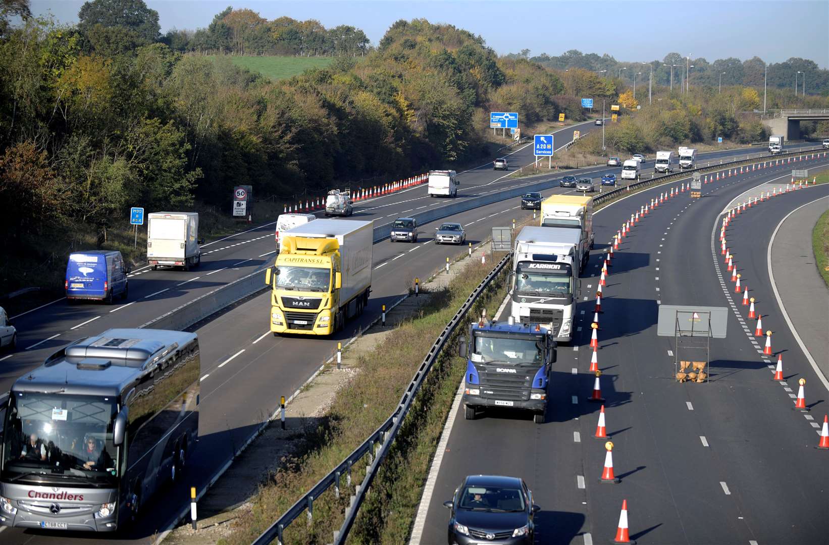 The incident has happened on the coastbound side of the M20 between Junctions 8 and 9. Picture: Barry Goodwin