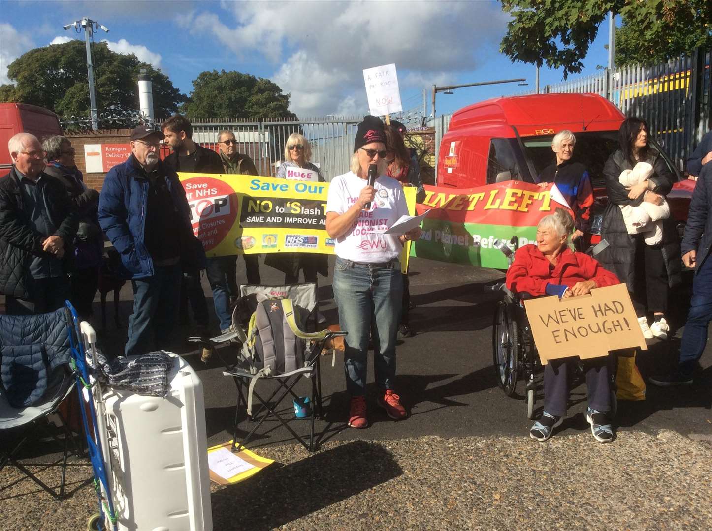 Hilary Chuter of Thanet Enough is Enough addressing the Ramsgate protest