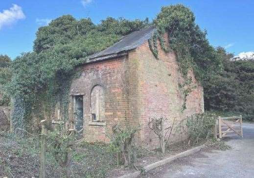 The exterior of the dilapidated former pumping station in Saltwood, Hythe. Picture: Hollaway