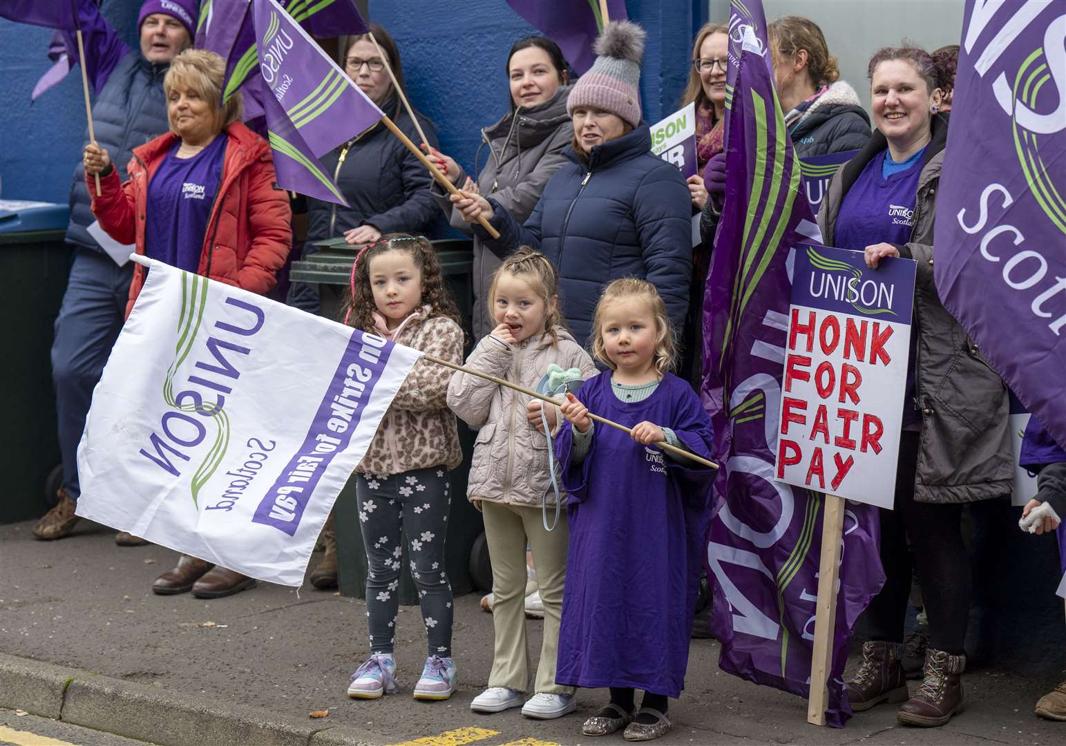 Children were among those joining the picket line (Jane Barlow/PA)