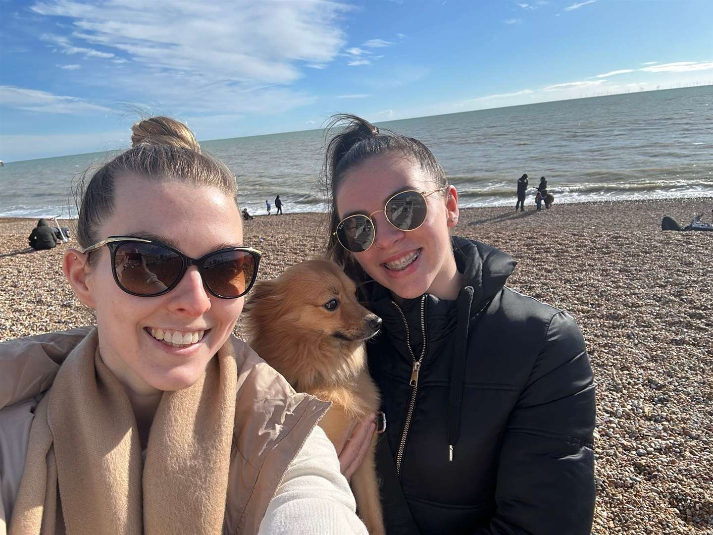 Kim Ward and Shannon Foley with their dog Ziggy (Kim Ward/PA)