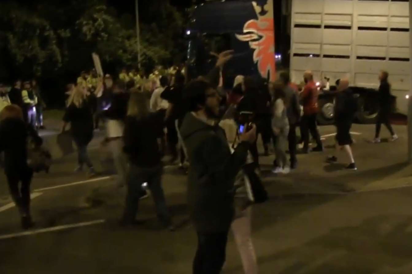 More than 100 protesters gathered in Ramsgate as seven lorries carrying live sheep came to the port