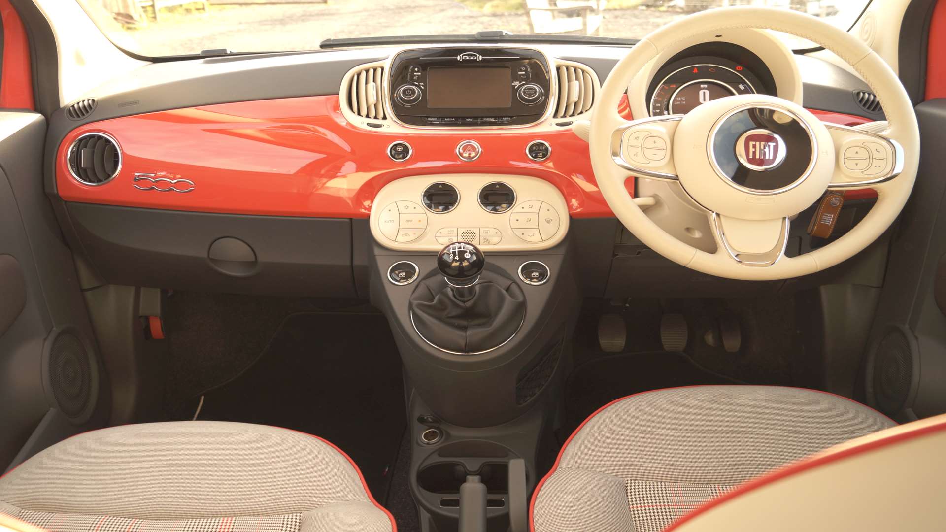 The dash is colour-coded