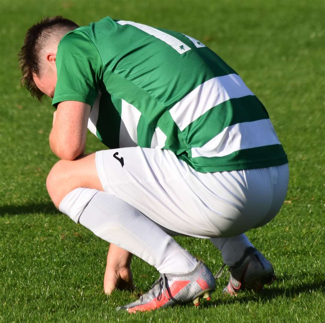 Devastation for Corinthian after their penalty shoot-out exit. Picture: Alan Coomes