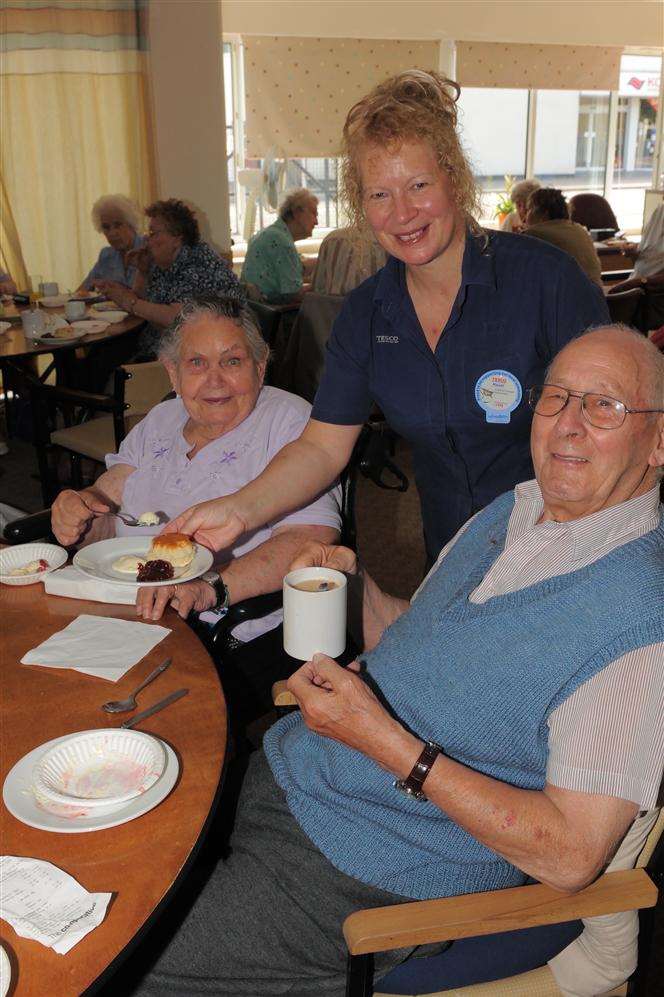 Hazel Webb, Tesco Community Champion, with Eileen Wright and Richard Lutton