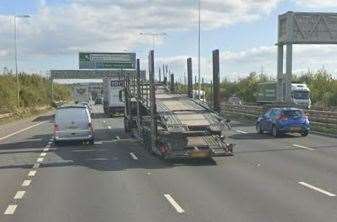 A section of the A2 was closed near Gravesend. Picture: Google