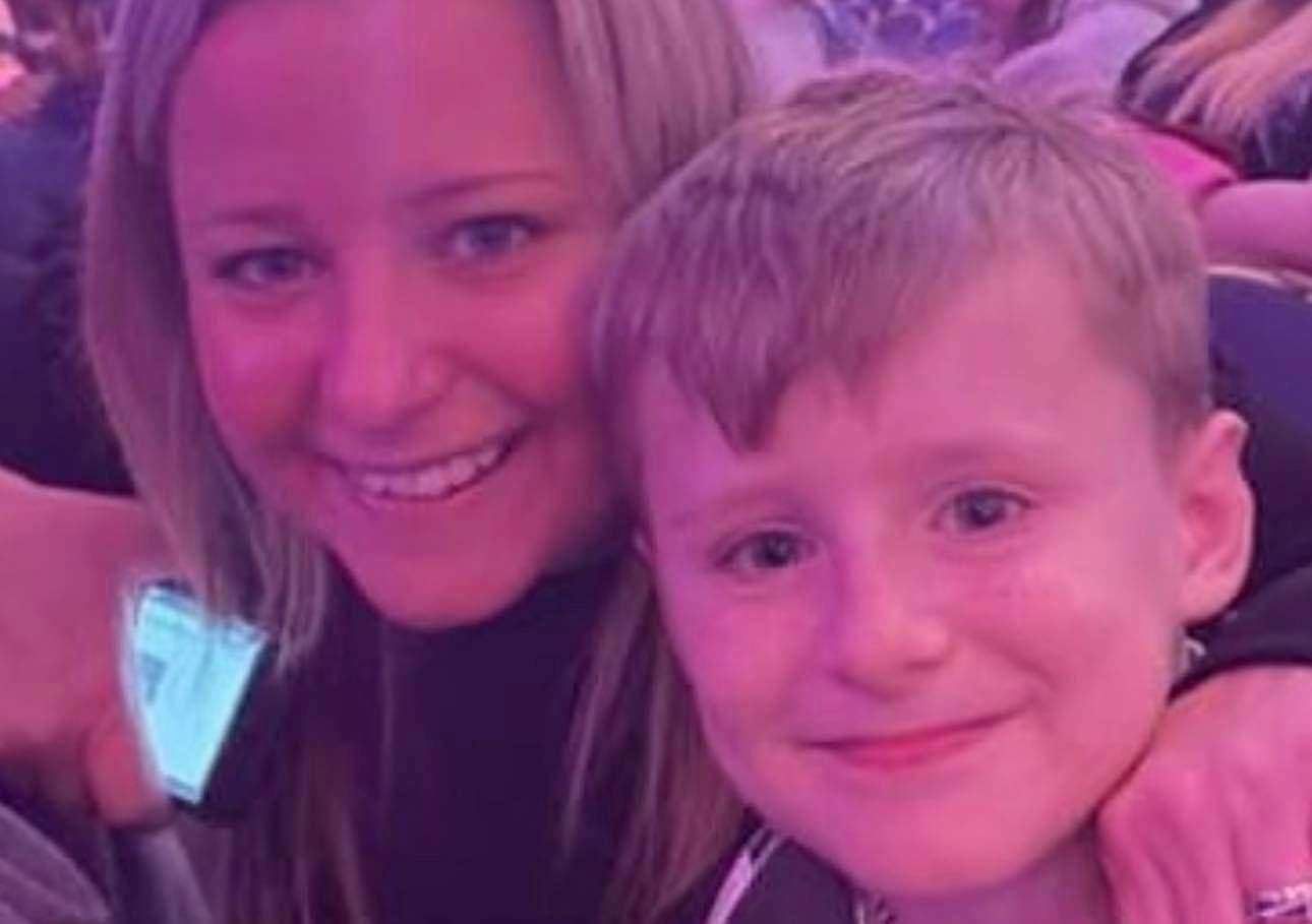 Kelly Sahlah with son Harrison, 10, who was hit by a bus on Sandgate Esplanade near Folkestone