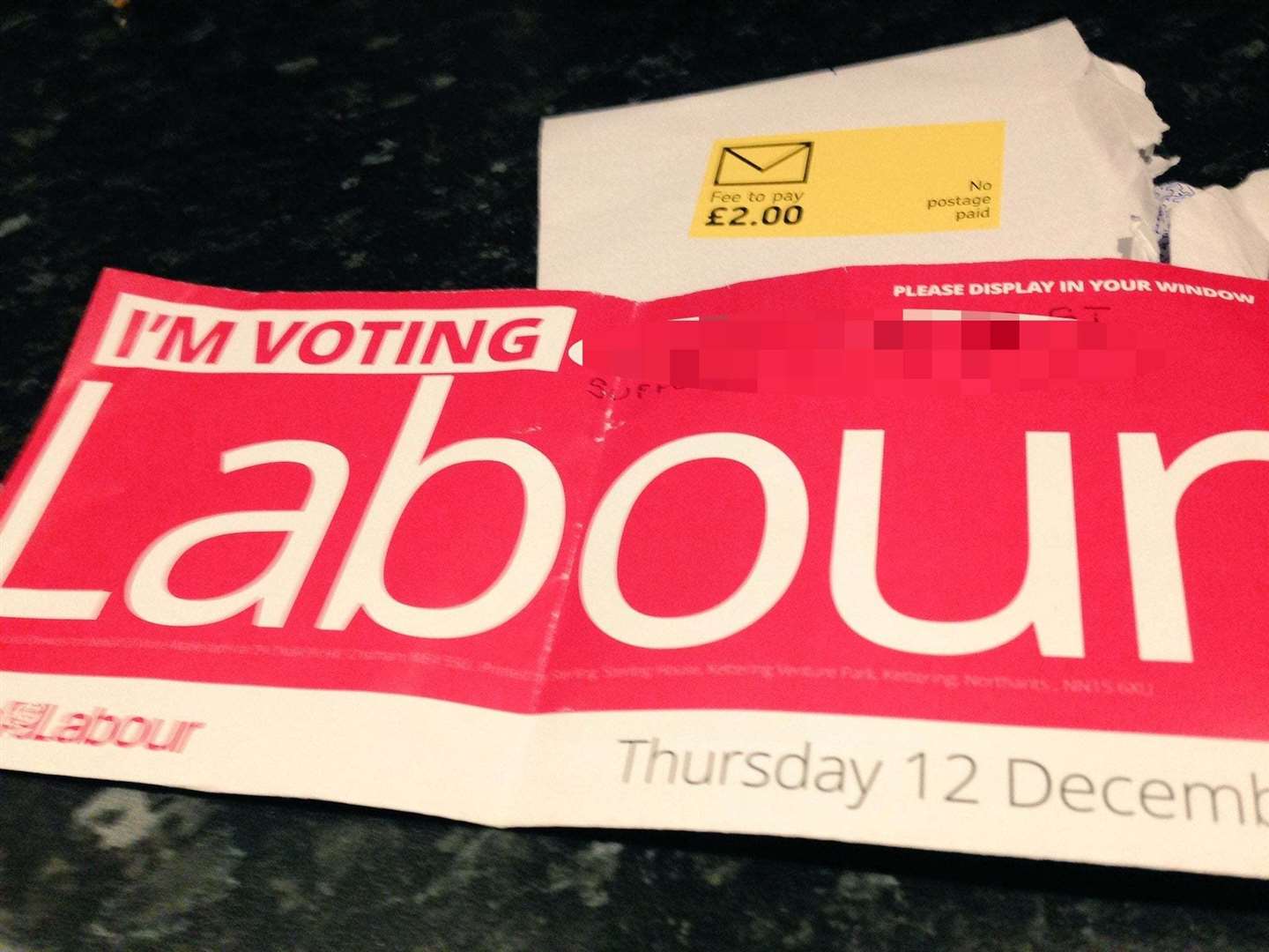 The leaflet received by Cllr Vince Maple. Picture: @vincemaple on Twitter.