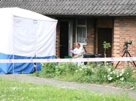 Forensic tests being carried out at the scene of the tragedy. Picture: DAVID HUNT