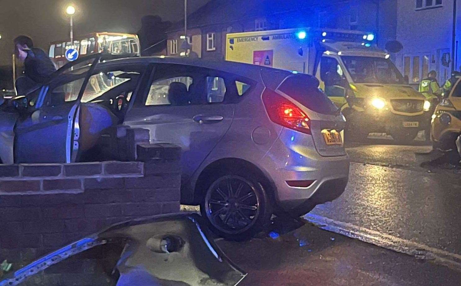 Damage to one of the vehicles after the crash in Dartford Road