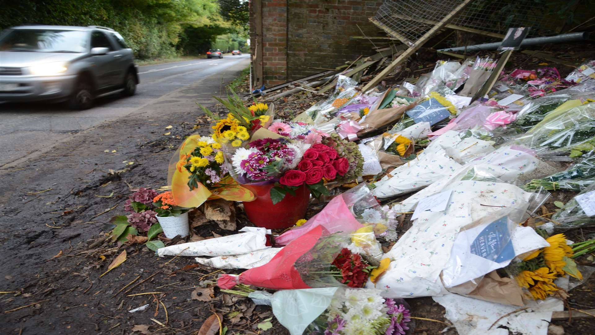 Floral tributes at the scene