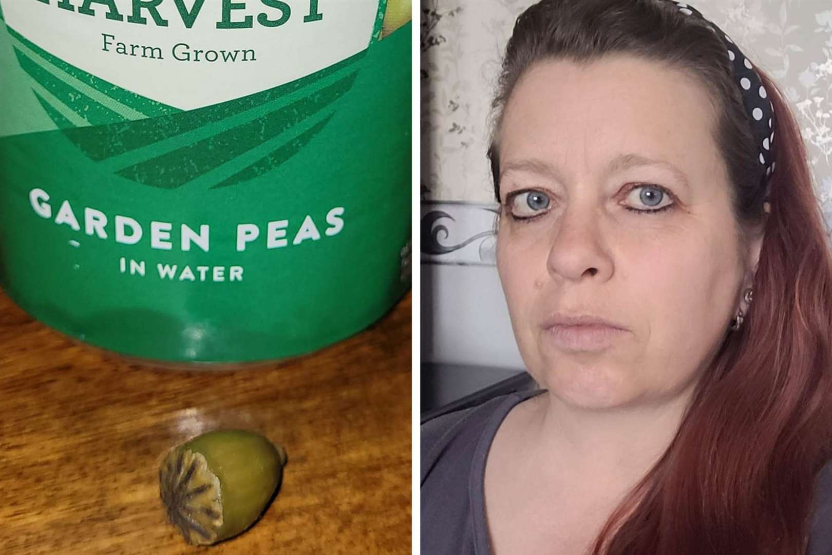 Marie Thomas fears she found a poisonous poppy seed pod in a tin of Tesco peas